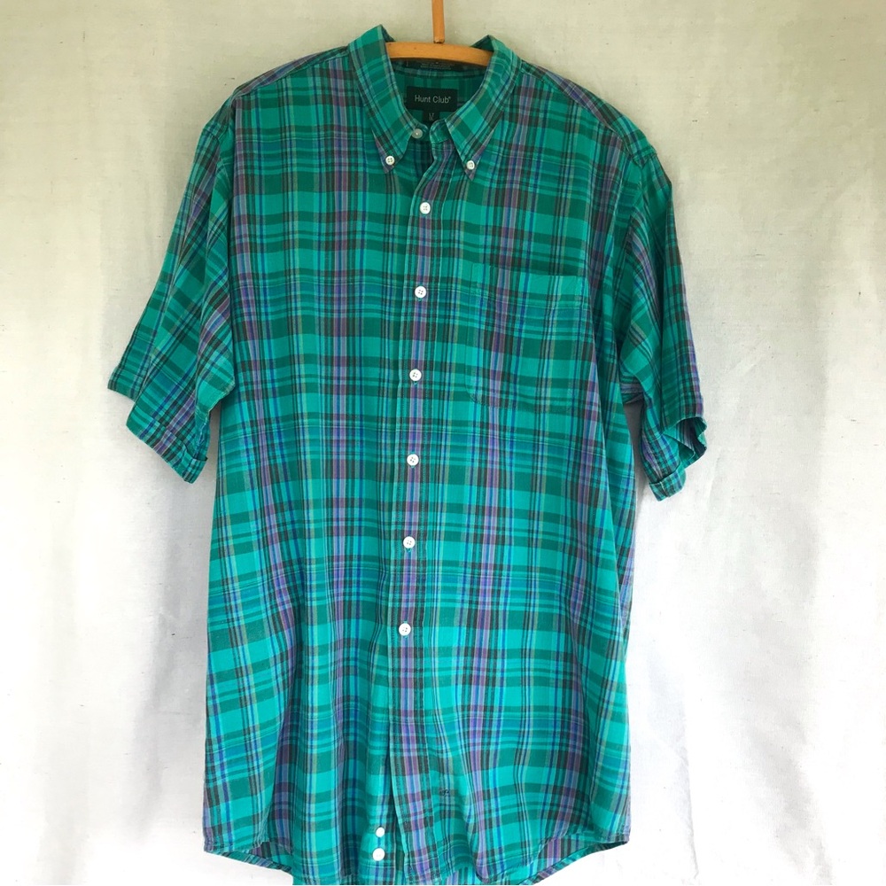 Vintage 90s Plaid Cotton Button Up Shirt Surf Skate Men's Distressed